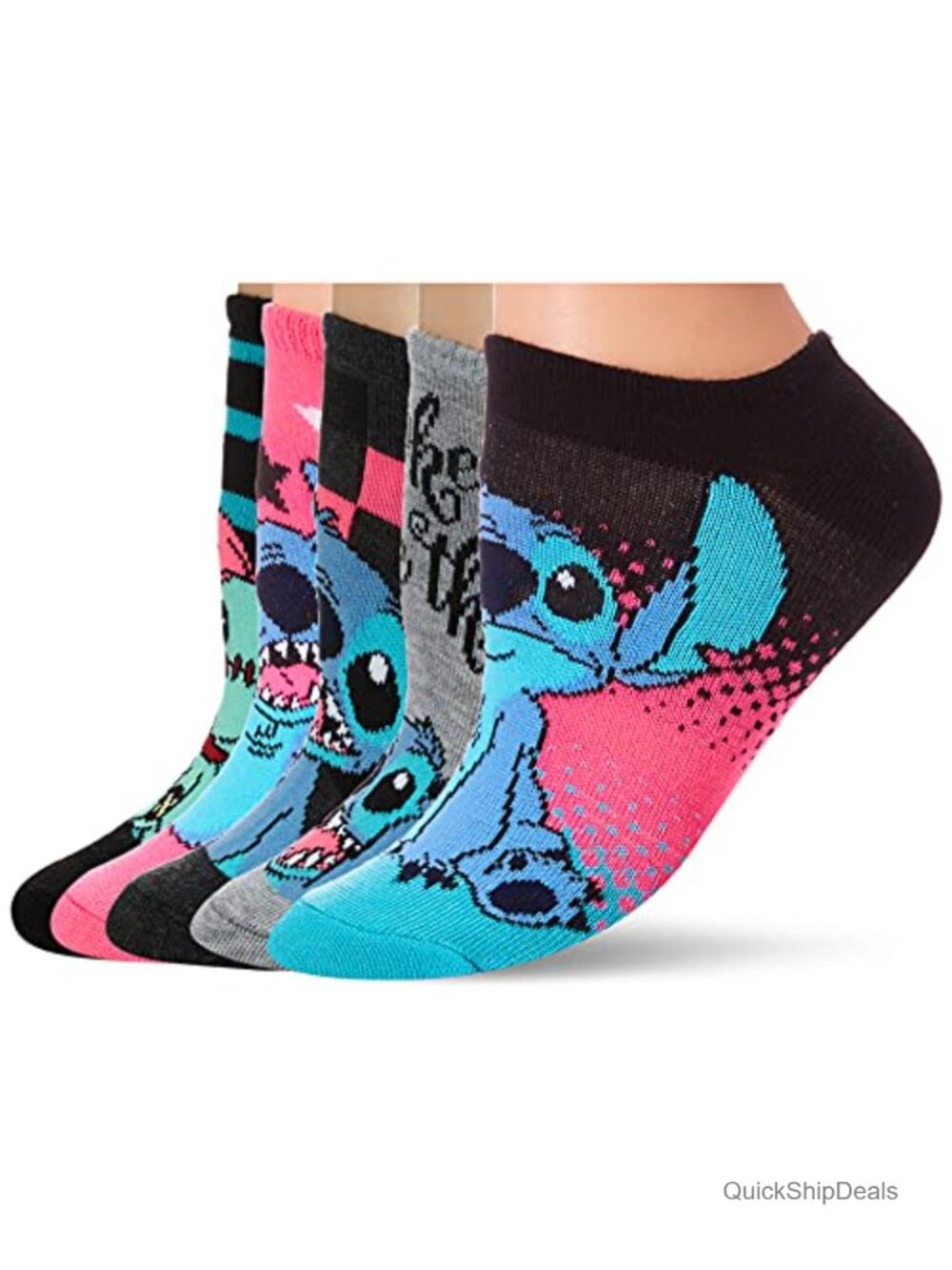 Disney Lilo Stitch No Show Socks 5 Pack Low Cut Ankle Socks